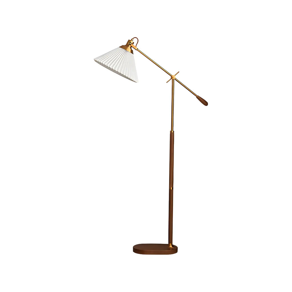 Brown Adjustable Metal Balance Arm Floor Lamp for Living Room