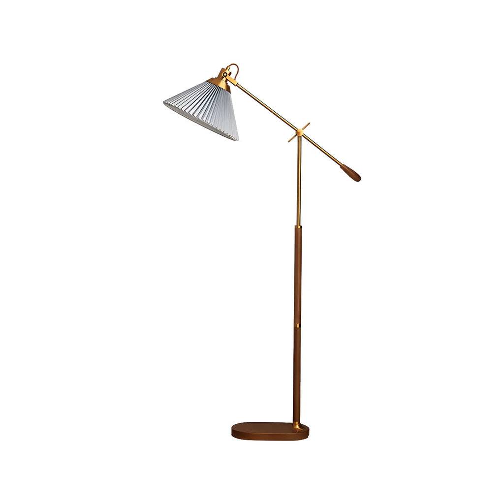 Brown Adjustable Metal Balance Arm Floor Lamp for Living Room