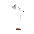 Brown Adjustable Metal Balance Arm Floor Lamp for Living Room