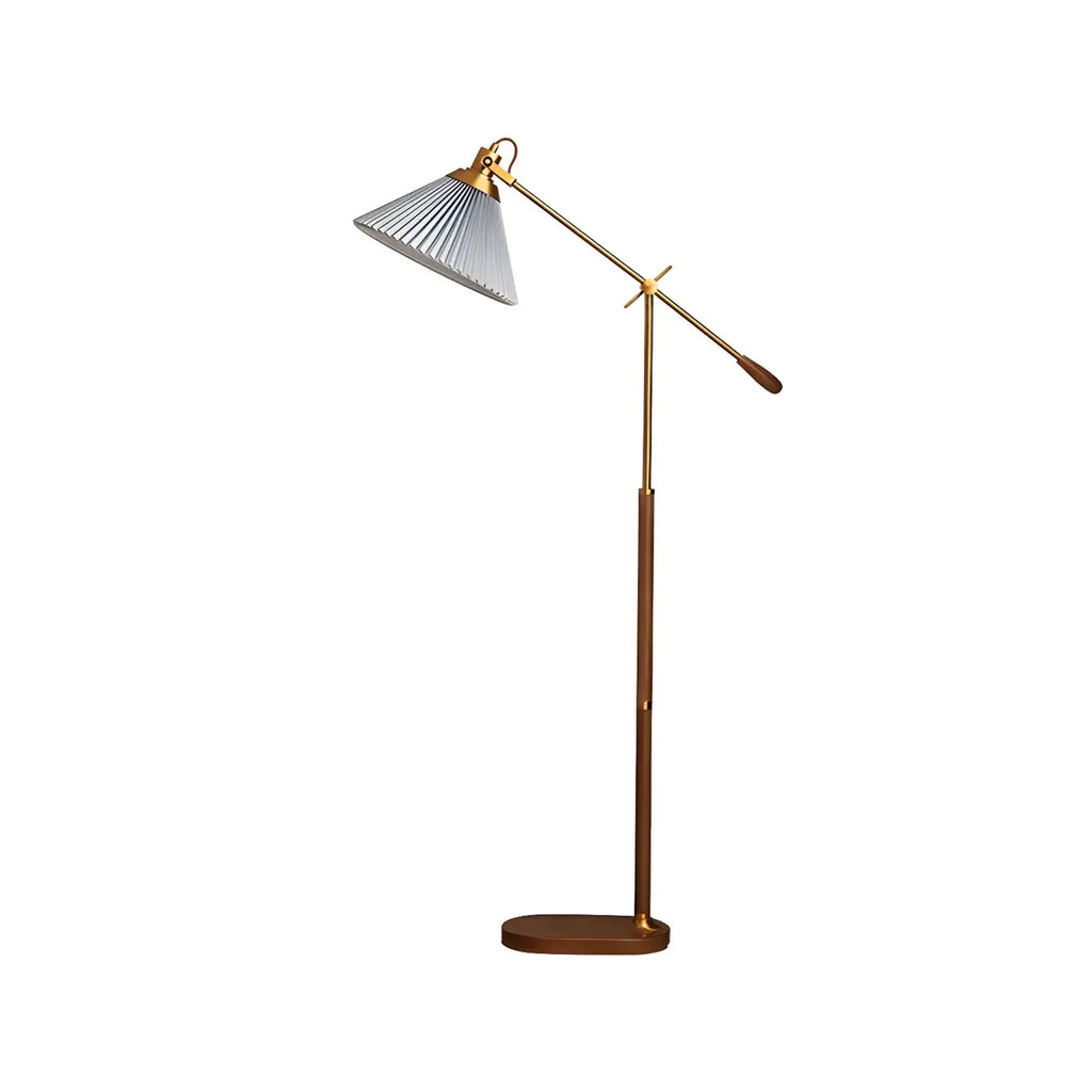 Brown Adjustable Metal Balance Arm Floor Lamp for Living Room