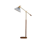 Brown Adjustable Metal Balance Arm Floor Lamp for Living Room