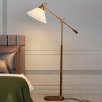 Brown Adjustable Metal Balance Arm Floor Lamp for Living Room