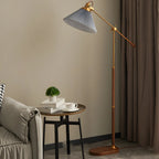 Brown Adjustable Metal Balance Arm Floor Lamp for Living Room