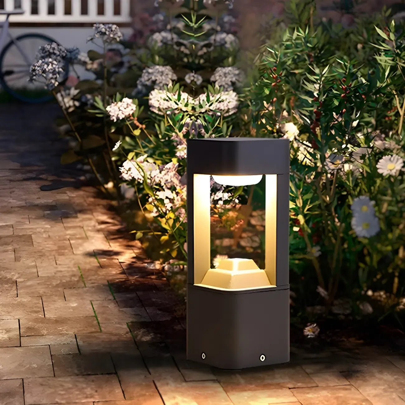 Black Metal Warm Light Lawn Post Cap Light