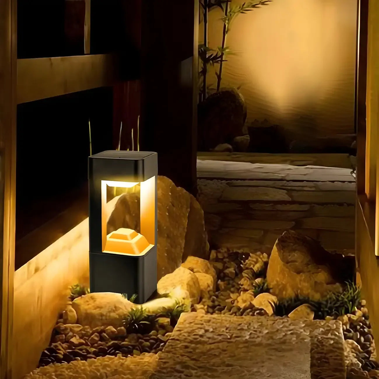 Black Metal Warm Light Lawn Post Cap Light