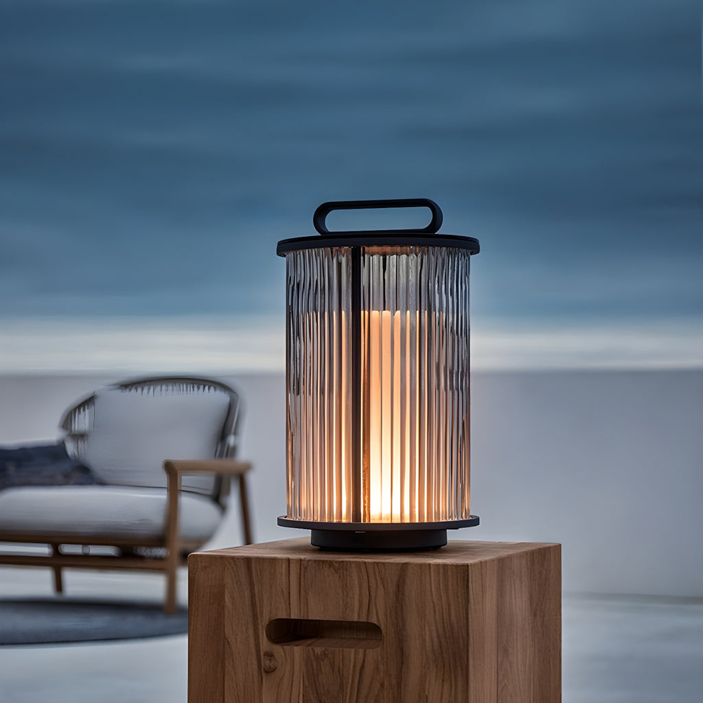 Cylinder Metal Black Solar Outdoor Post Lights
