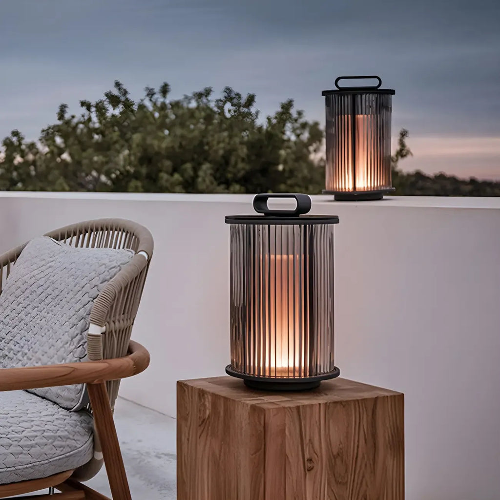 Cylinder Metal Black Solar Outdoor Post Lights