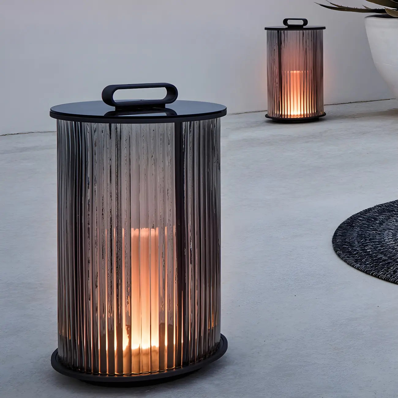 Cylinder Metal Black Solar Outdoor Post Lights