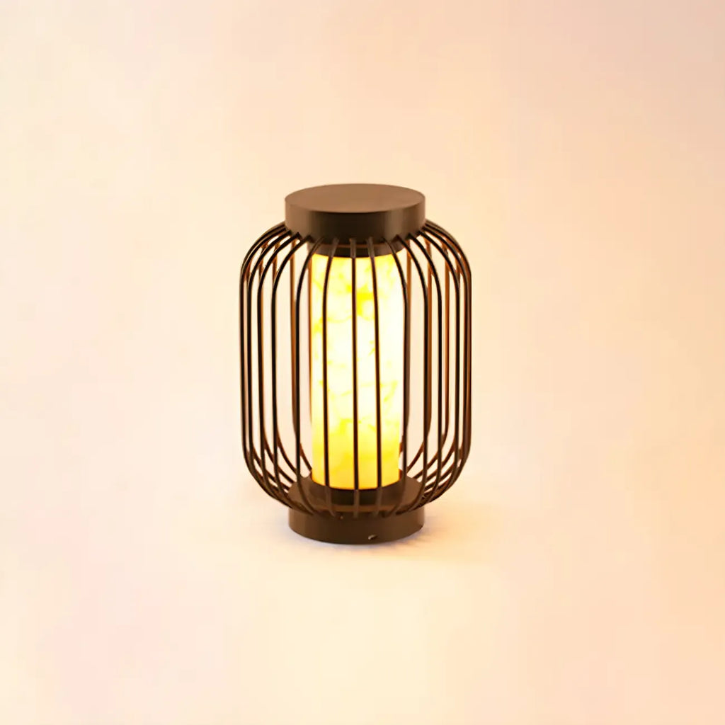 Black Metal Cage Solar Outdoor Post Lights