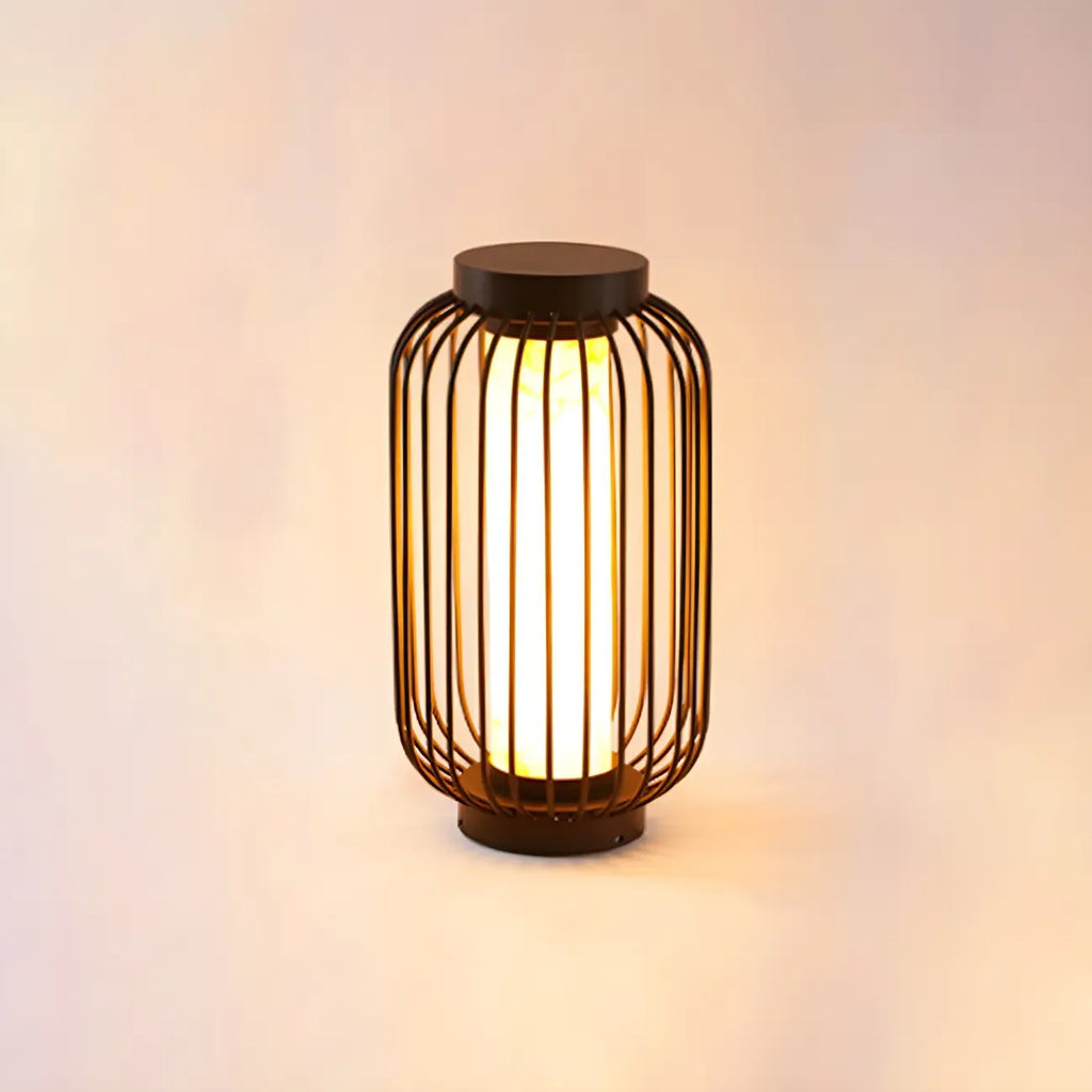 Black Metal Cage Solar Outdoor Post Lights