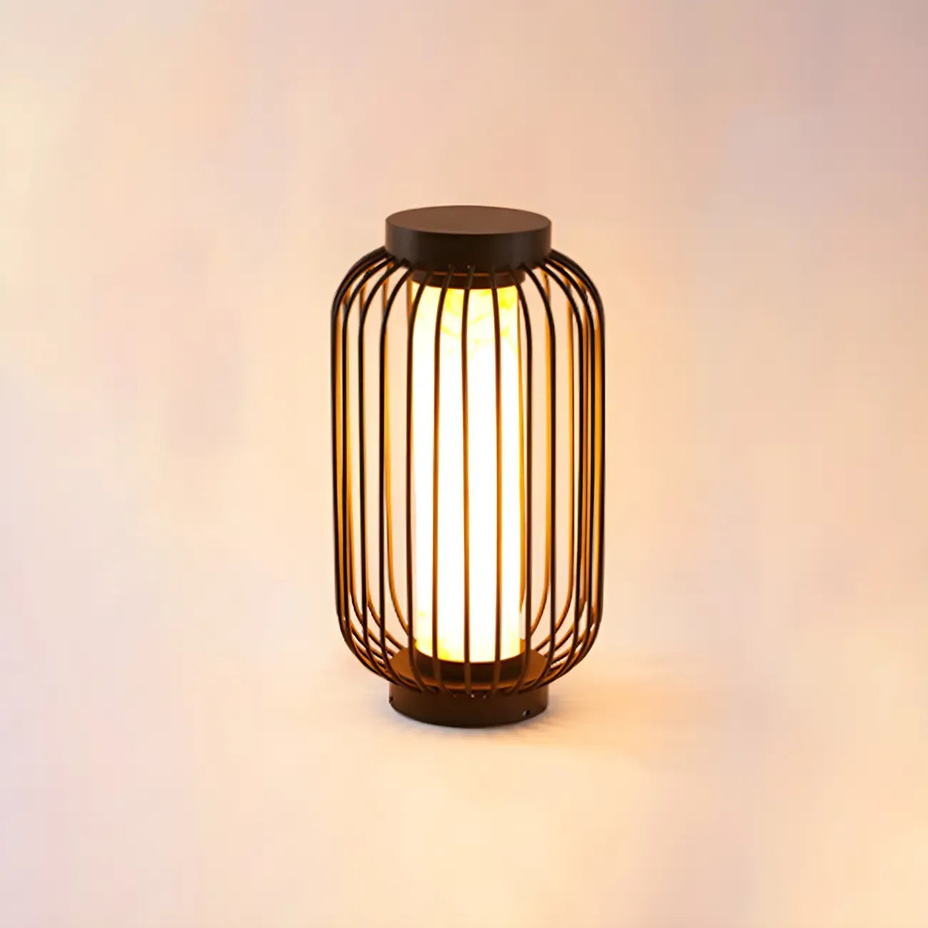 Black Metal Cage Solar Outdoor Post Lights
