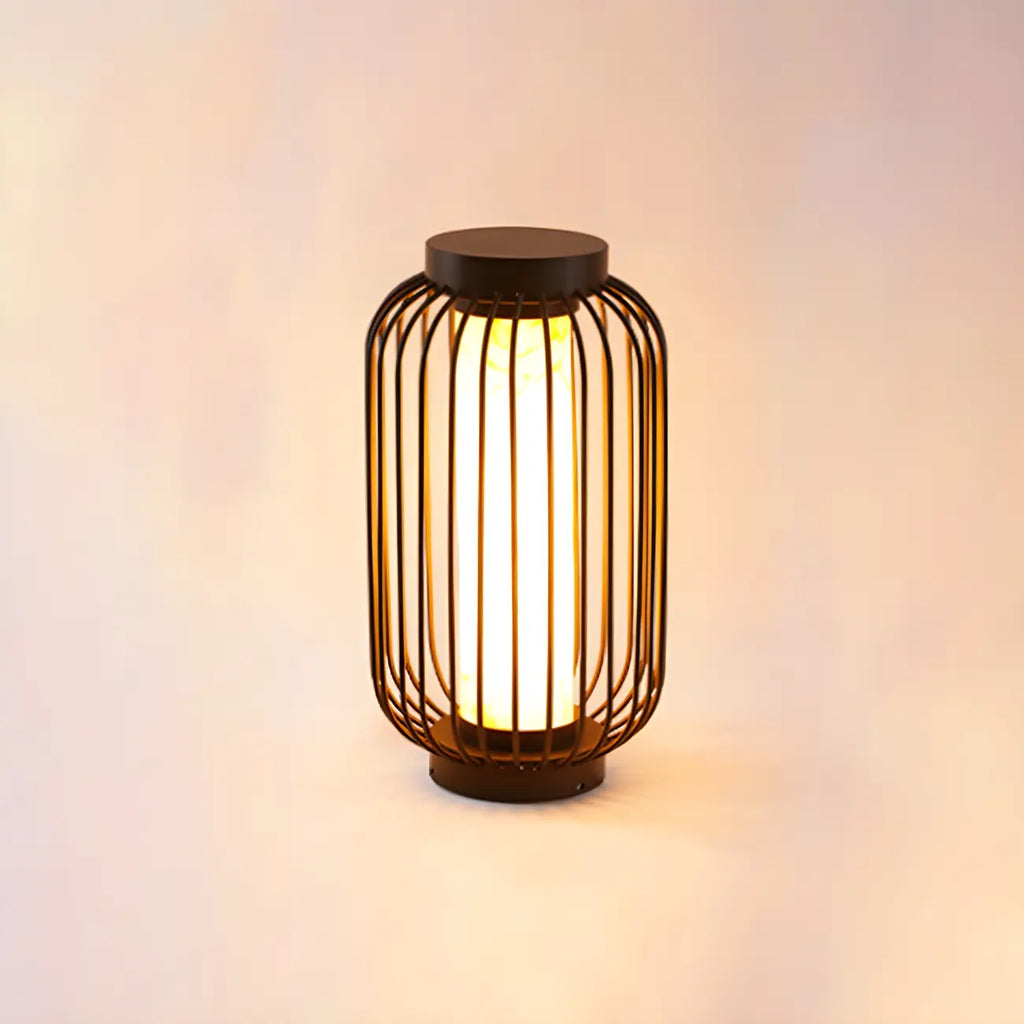 Black Metal Cage Solar Outdoor Post Lights