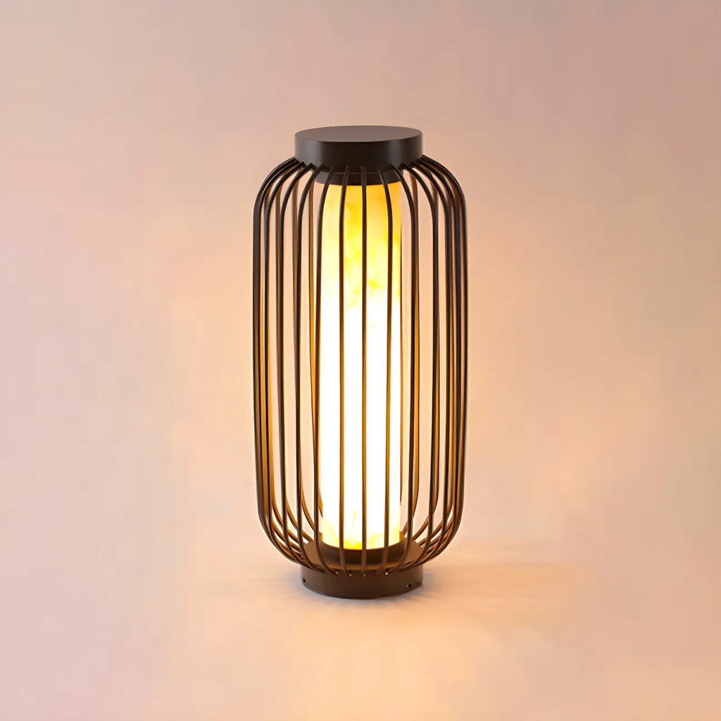 Black Metal Cage Solar Outdoor Post Lights