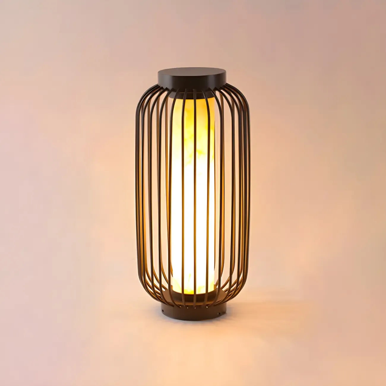 Black Metal Cage Solar Outdoor Post Lights