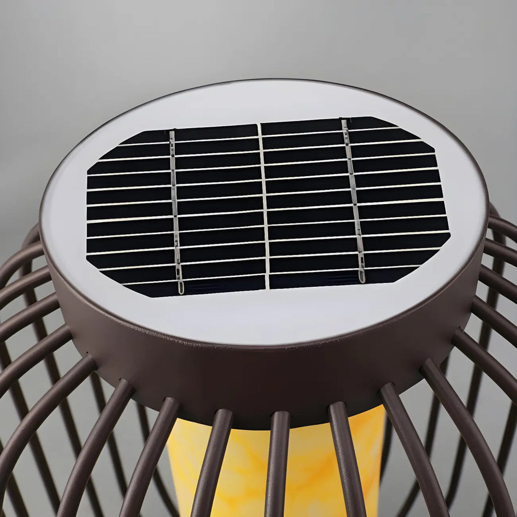 Black Metal Cage Solar Outdoor Post Lights