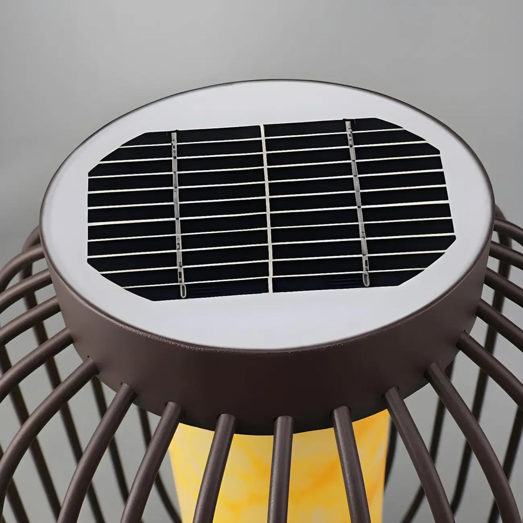 Black Metal Cage Solar Outdoor Post Lights