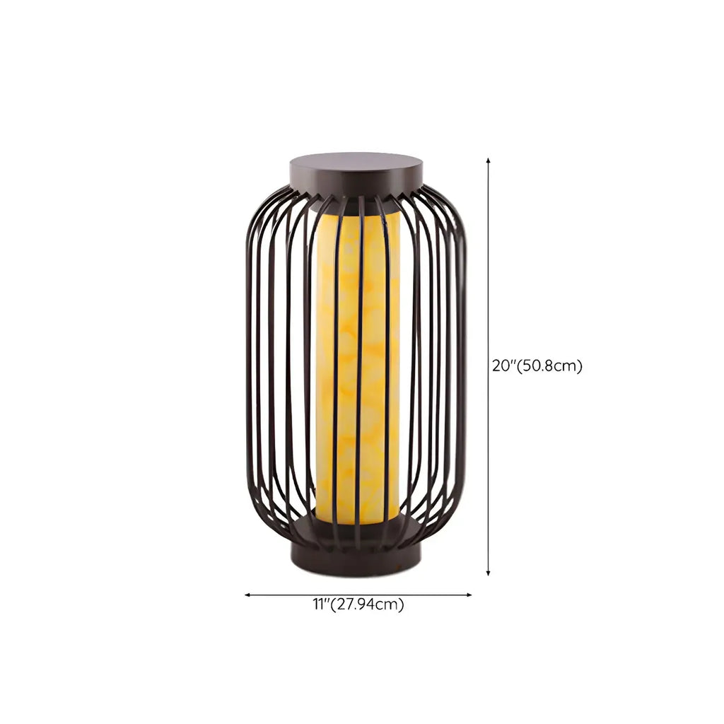 Black Metal Cage Solar Outdoor Post Lights