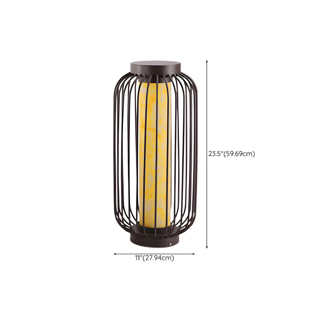 Black Metal Cage Solar Outdoor Post Lights