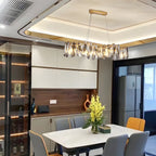 Elegant Grey Crystal Linear Island Pendant Light