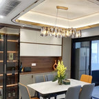 Elegant Grey Crystal Linear Island Pendant Light