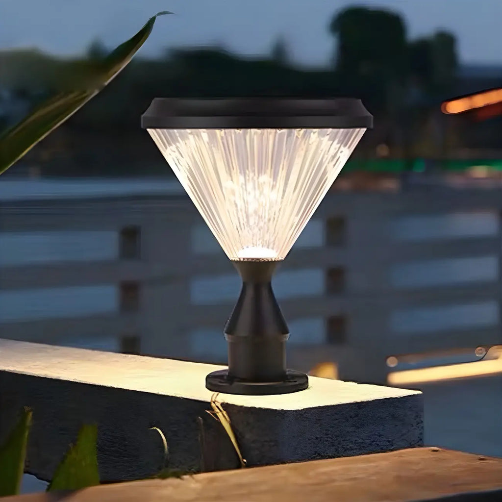 Diamond Shape Solar Black Outdoor Post Lights