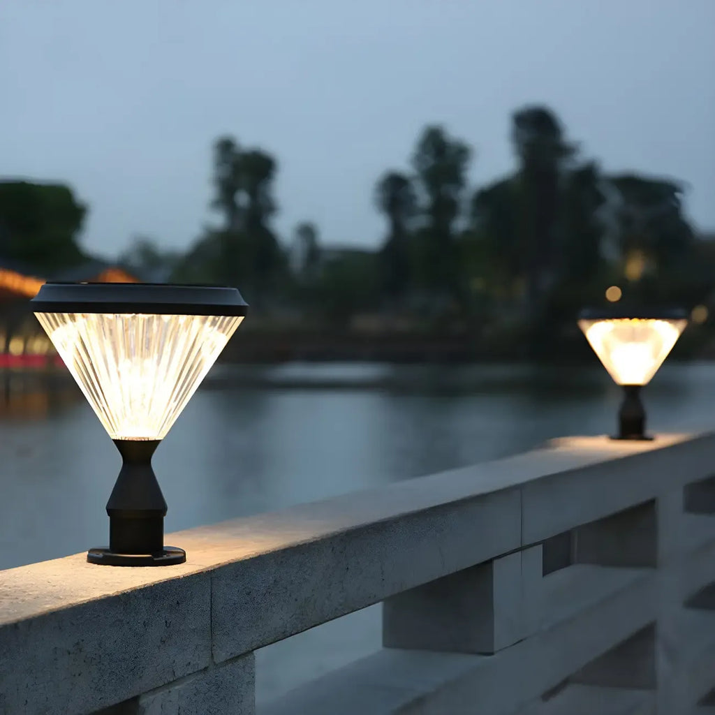 Diamond Shape Solar Black Outdoor Post Lights