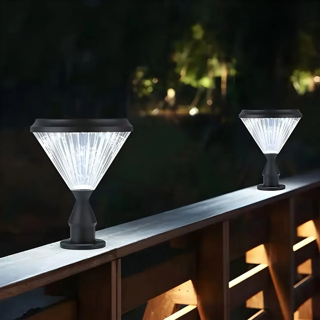Diamond Shape Solar Black Outdoor Post Lights