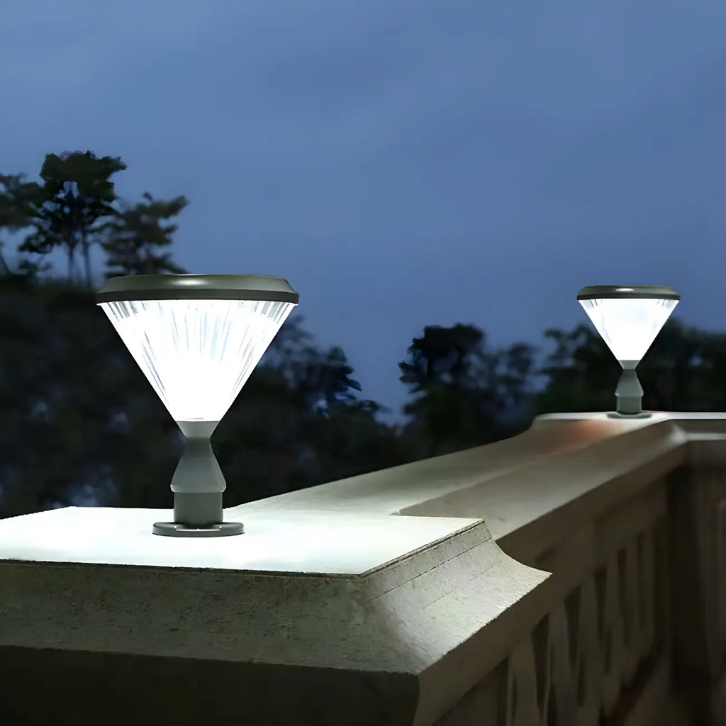 Diamond Shape Solar Black Outdoor Post Lights