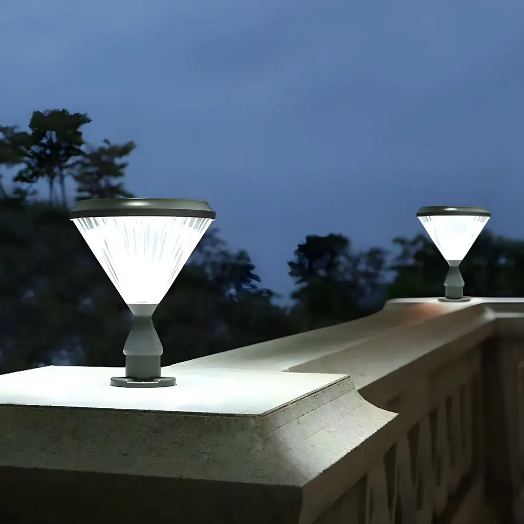 Diamond Shape Solar Black Outdoor Post Lights