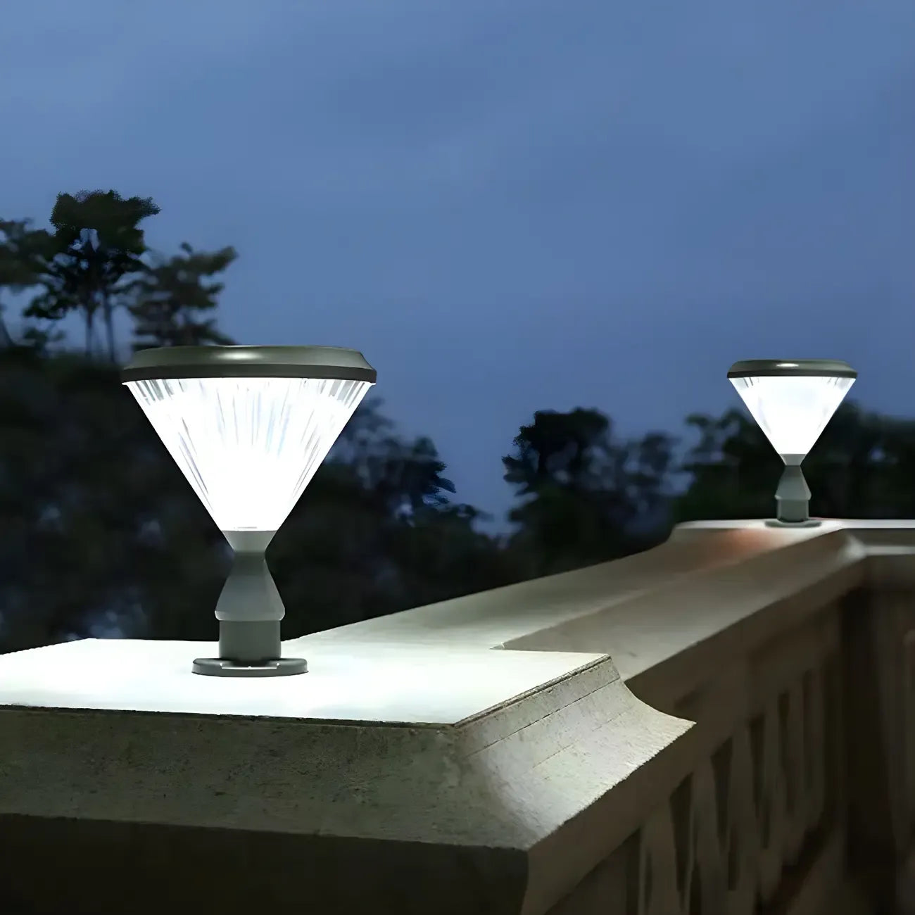 Diamond Shape Solar Black Outdoor Post Lights
