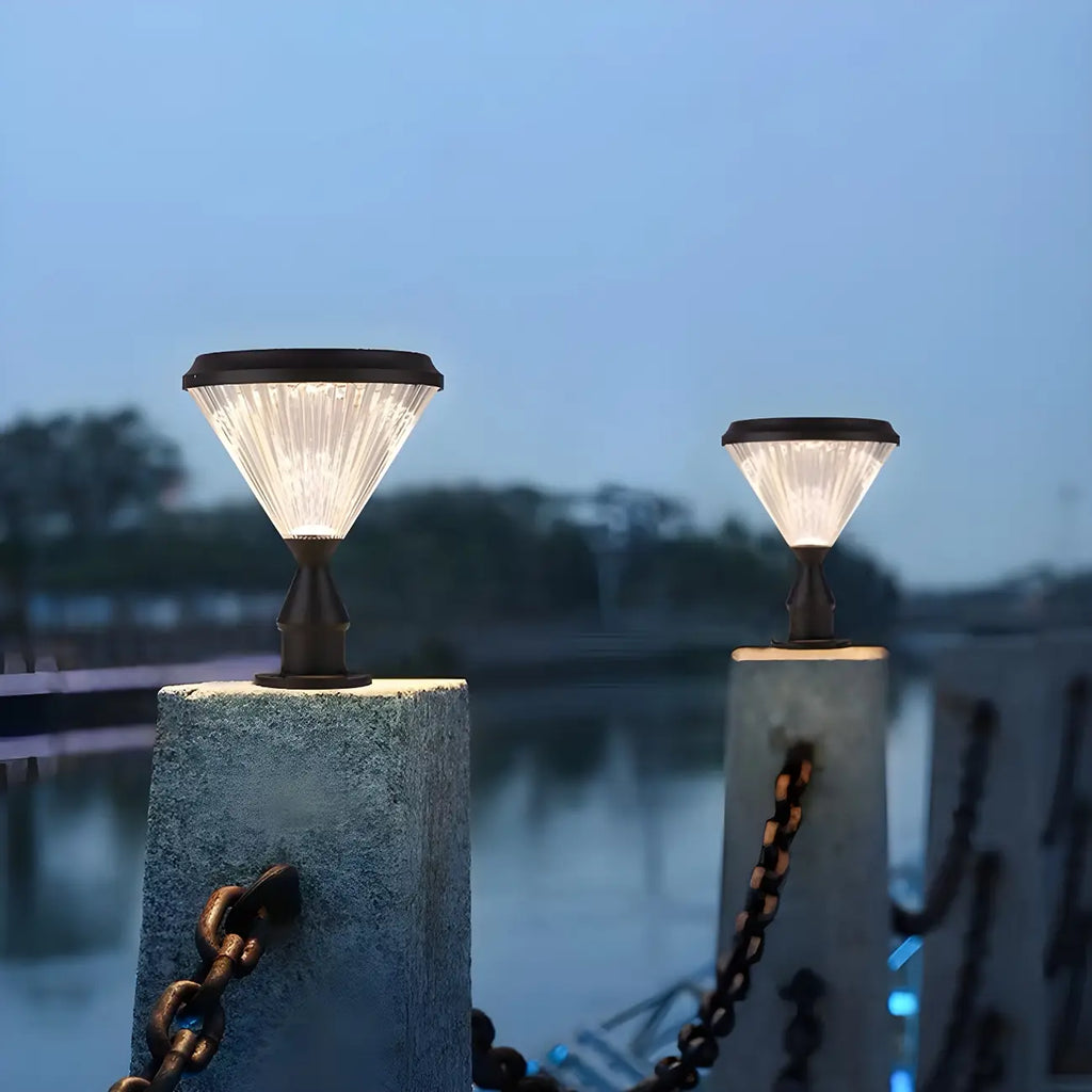 Diamond Shape Solar Black Outdoor Post Lights
