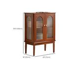 Brown Wood Glass Door Short China Cabinet with Light