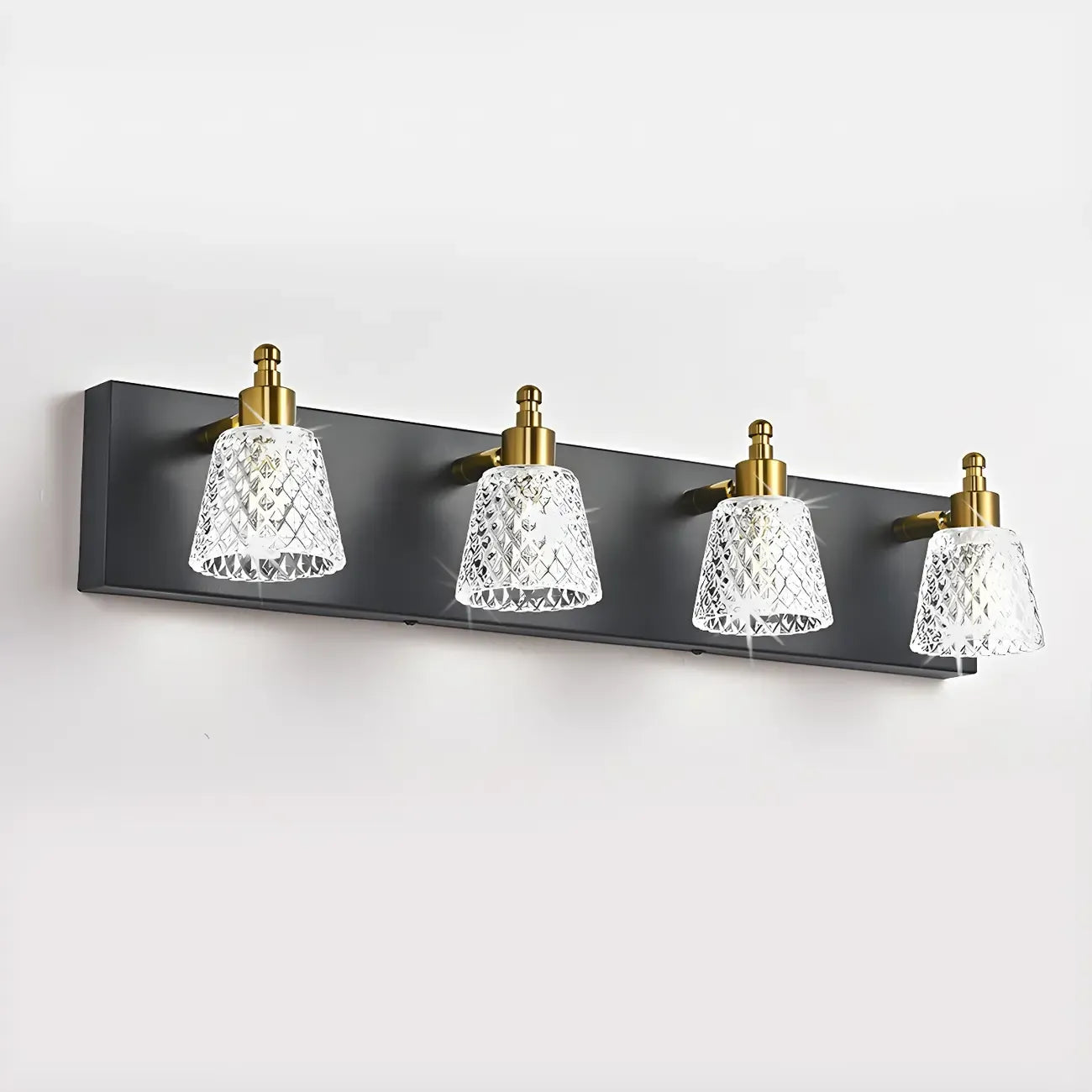 3-Light Modern Clear Glass Silver Bathroom Vanity Light