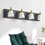 3-Light Modern Clear Glass Silver Bathroom Vanity Light