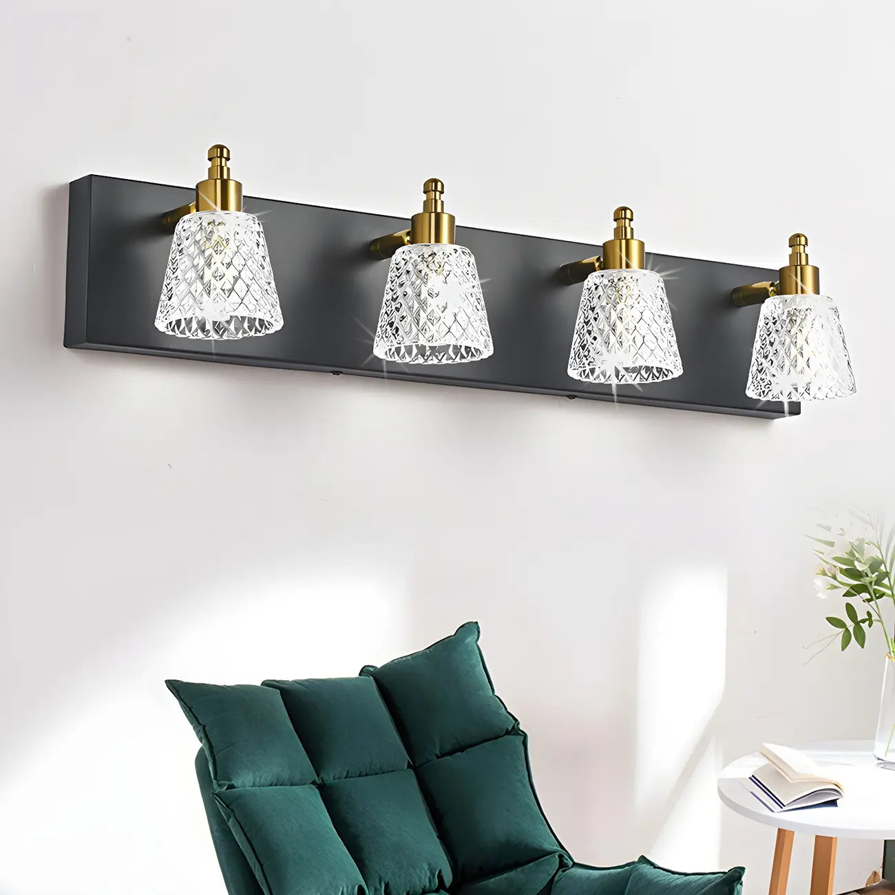 3-Light Modern Clear Glass Silver Bathroom Vanity Light
