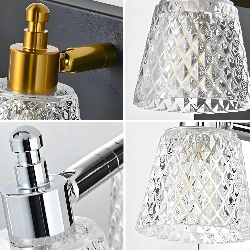 3-Light Modern Clear Glass Silver Bathroom Vanity Light