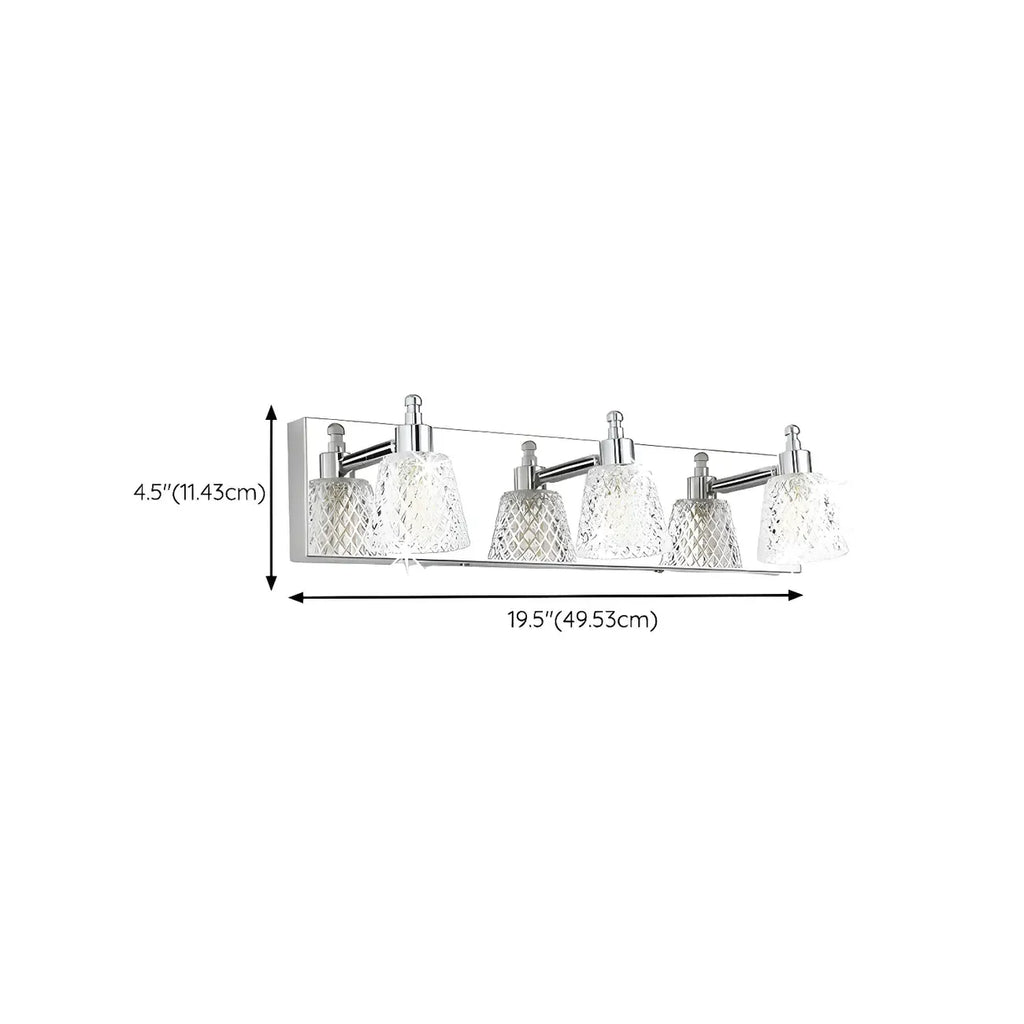 3-Light Modern Clear Glass Silver Bathroom Vanity Light