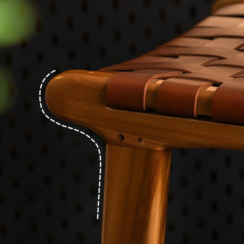 Rustic Reddish Brown Wooden Woven Bar Stool