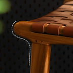 Rustic Reddish Brown Wooden Woven Bar Stool