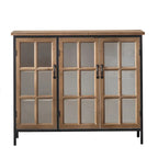 Classic Brown Curved Wooden Glass Door Display Cabinet