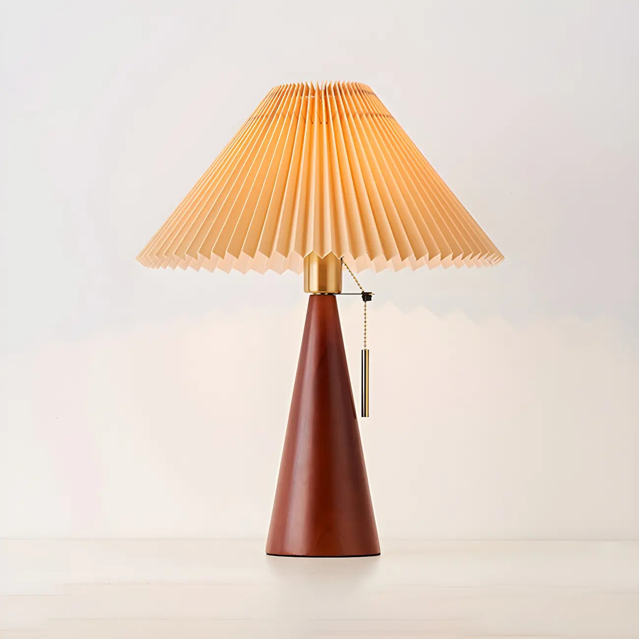 Modern Remote Wood Cone Bedside Table Lamp LED & Fabric