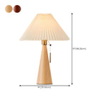 Modern Remote Wood Cone Bedside Table Lamp LED & Fabric