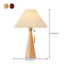 Modern Remote Wood Cone Bedside Table Lamp LED & Fabric