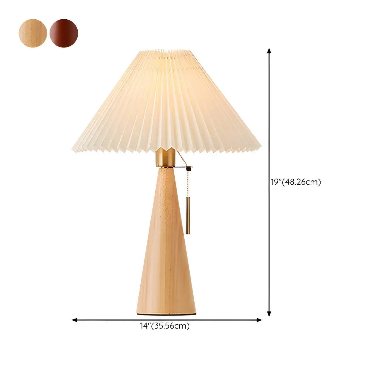 Modern Remote Wood Cone Bedside Table Lamp LED & Fabric