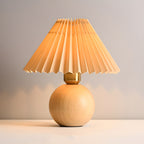 Small Global Wood Fabric Shade LED Table Lamp for Table Lamp