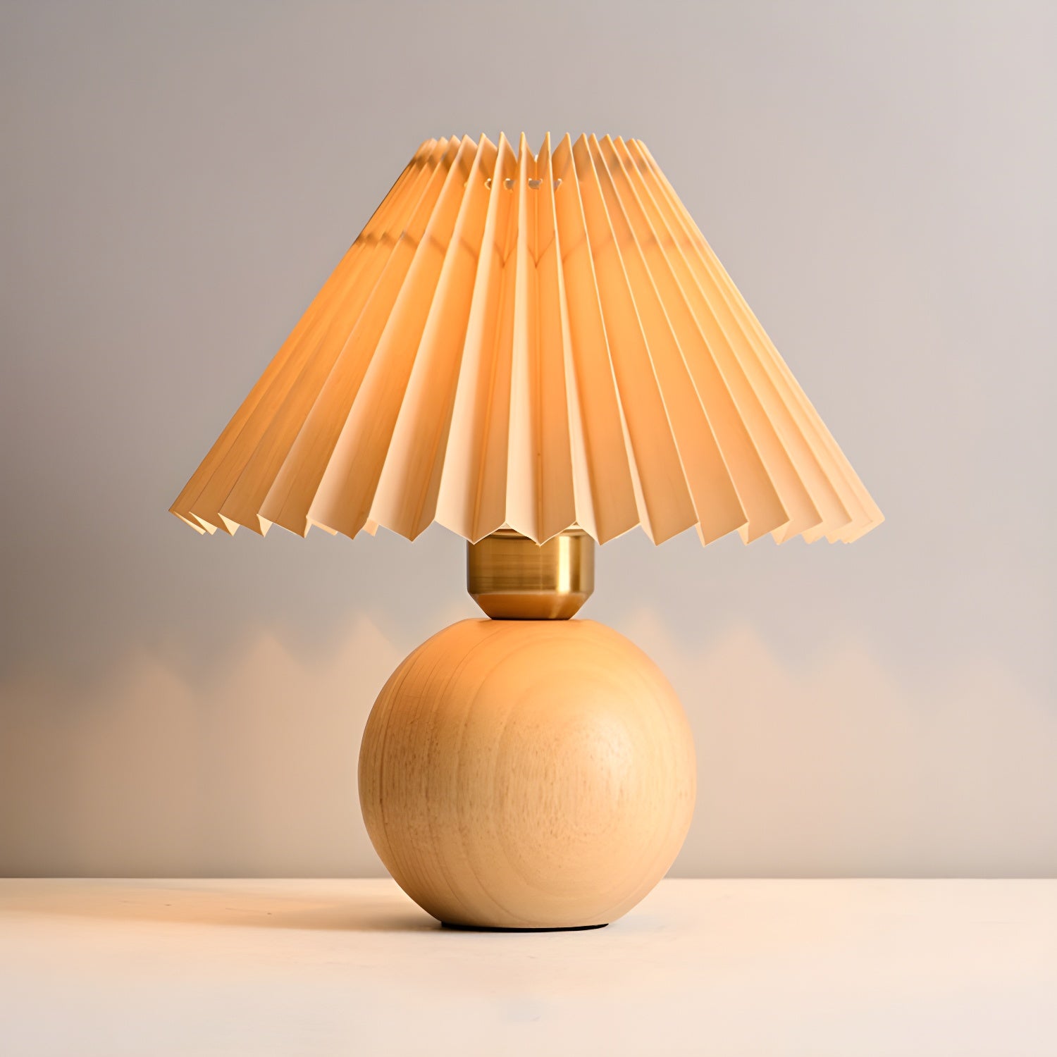 Small Global Wood Fabric Shade LED Table Lamp for Table Lamp