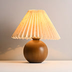 Small Global Wood Fabric Shade LED Table Lamp for Table Lamp
