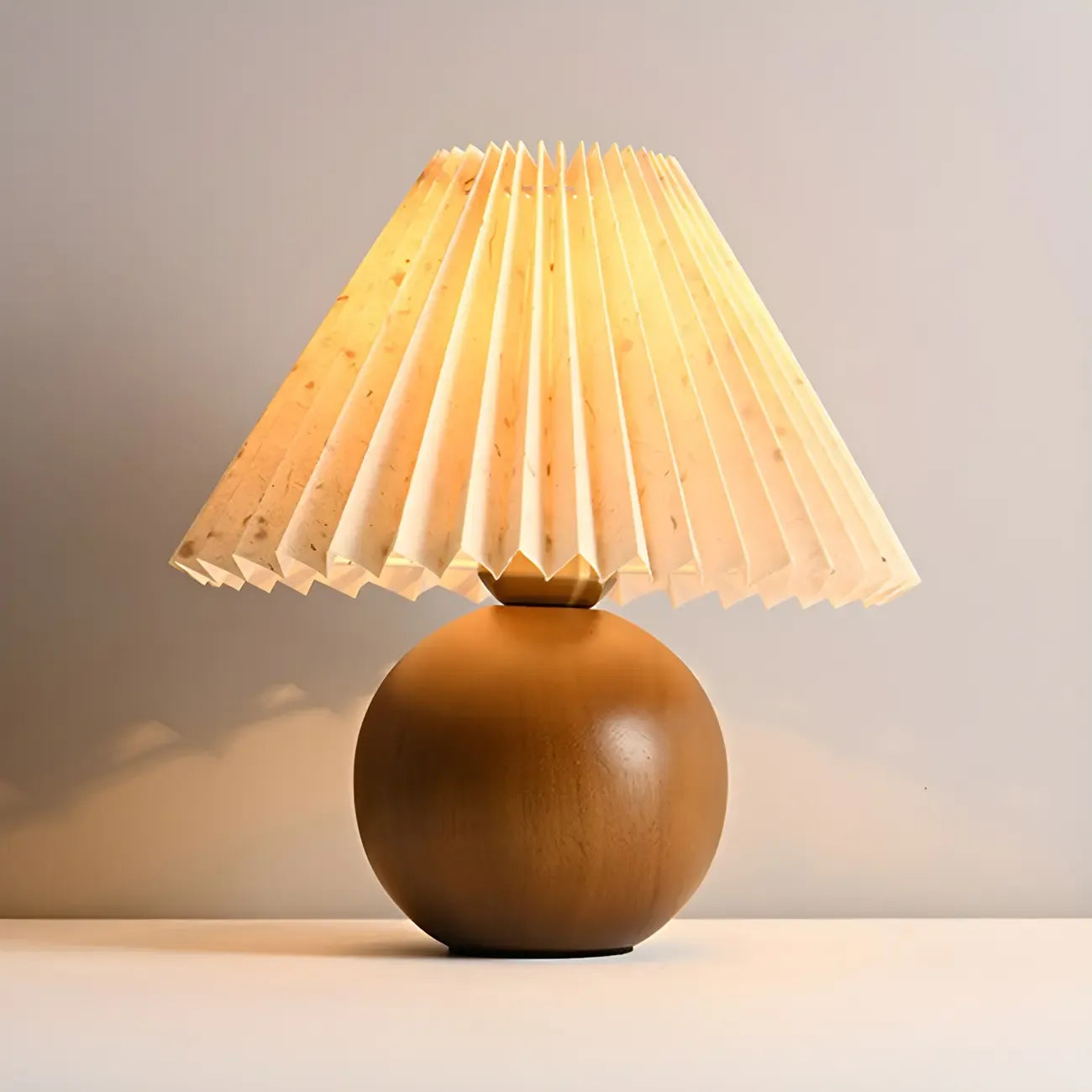 Small Global Wood Fabric Shade LED Table Lamp for Table Lamp