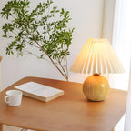 Small Global Wood Fabric Shade LED Table Lamp for Table Lamp