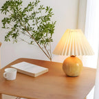 Small Global Wood Fabric Shade LED Table Lamp for Table Lamp